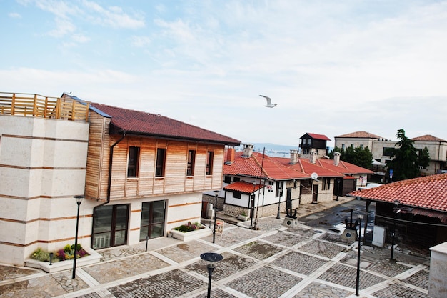 Roof with orange tile houses of old port Nesebar Bulgaria