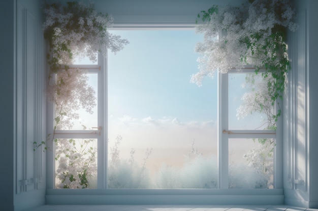 Free Photo room with window and surreal view