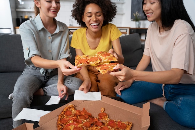 Roommates sharing a meal together