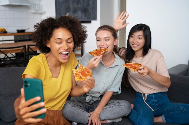 Roommates sharing a meal together