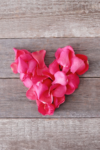 Rose petals in heart shape