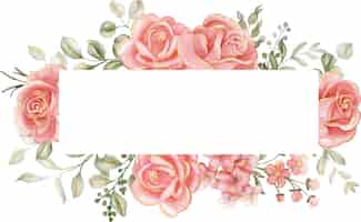 Free photo rose pink gold floral frame flower frame for the background