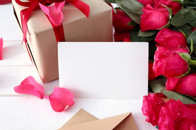 Free photo roses and gift box for saint valentine day