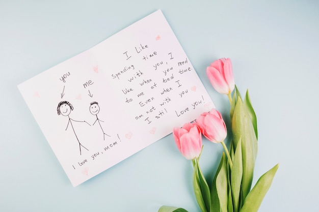 Free Photo roses and hand drawn letter