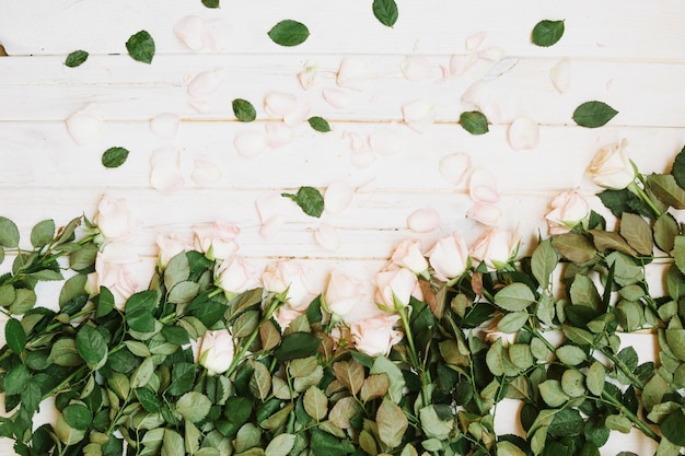 Free photo roses and petals on table