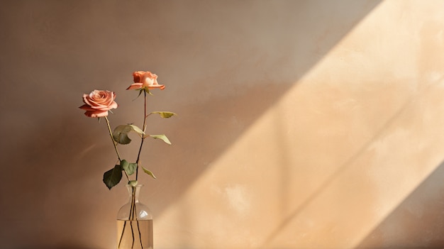 Free Photo roses in vase under sun light