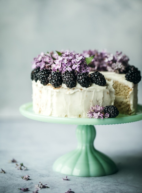 Round white icing covered cake