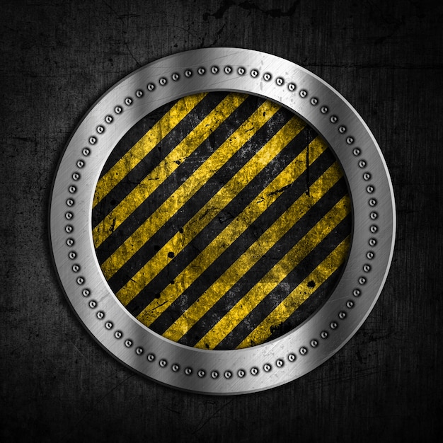 Free photo rounded with yellow stripes shape metallic background