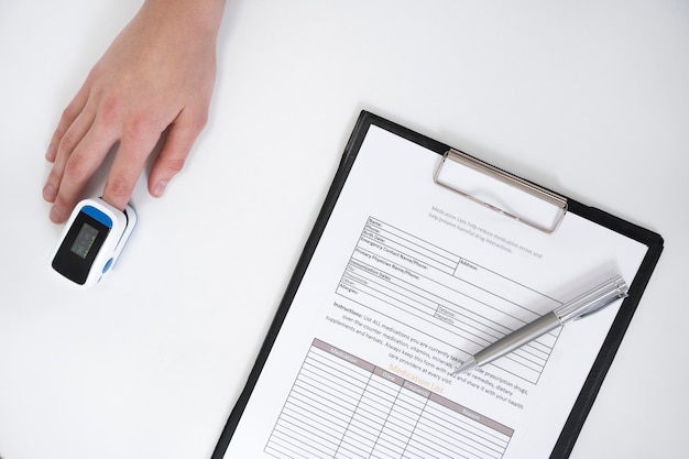 Routine medical checkup with paperwork