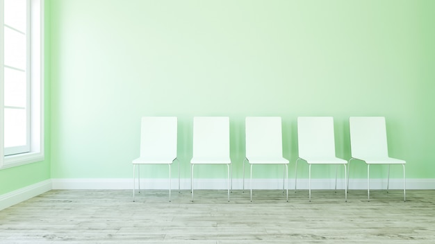 Row of chairs in Empty Room