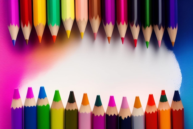 Free photo a row of colored pencils with a white background