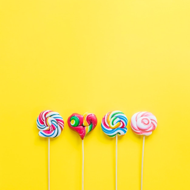 Row of coloured lollipops