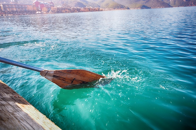 Rowing in the sea water