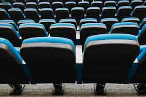 Free photo rows of blue seats