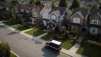 Free photo rows of suburban homes with green lawns generated by ai