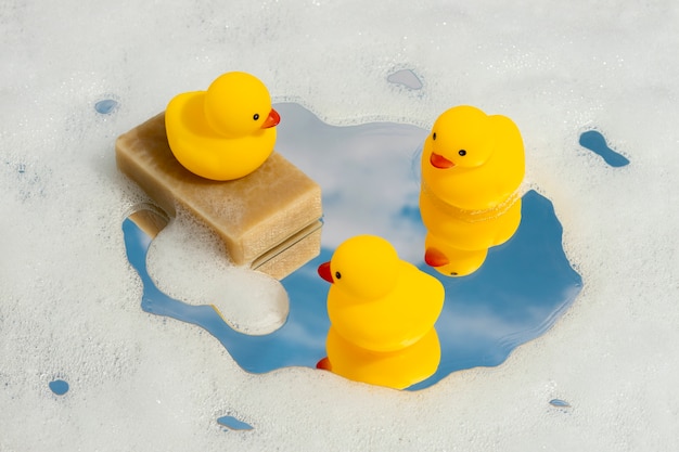 Free Photo rubber ducks arrangement still life