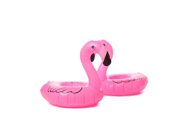 Free photo rubber ring flamingos isolated on white background