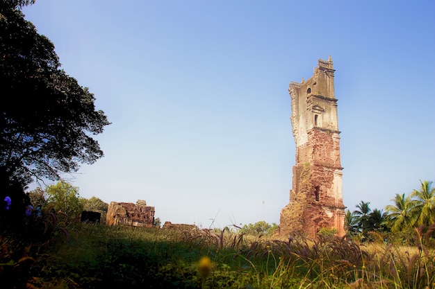 Free photo ruin of church in goa in india