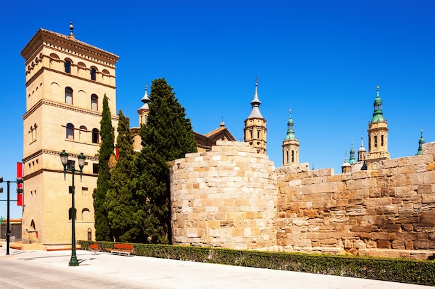 ruins of Roman Wall and Zuda Tower. Zaragoza