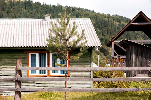 Rural house surroundings in daylight