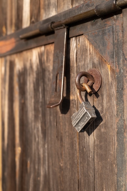 Rural lifestyle with old gate and lock