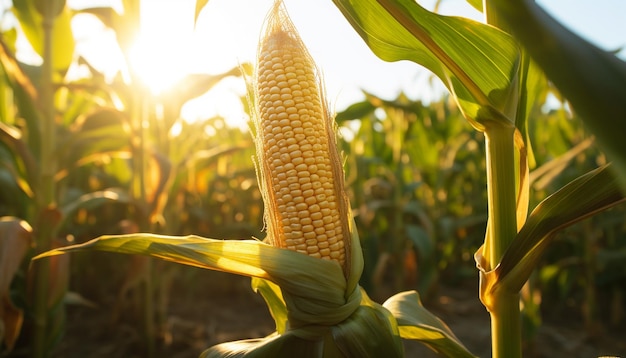 Free photo rural scene farm corn crop nature growth generated by ai