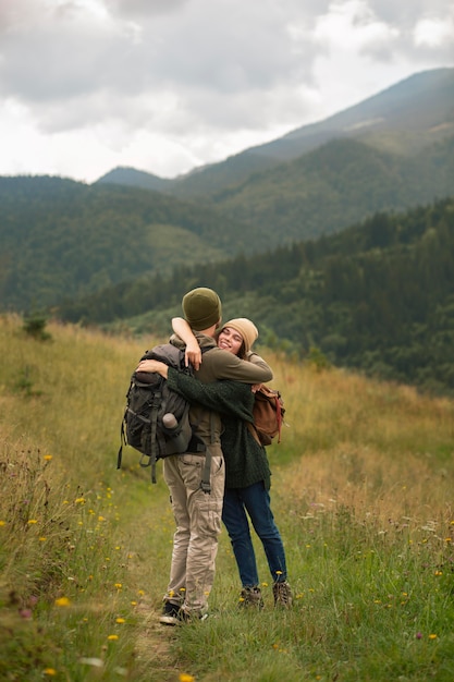 Free photo rural travelers exploring in daylight