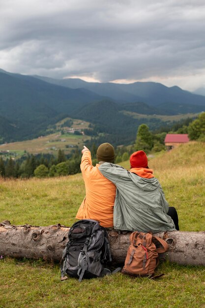 Rural travelers exploring the surroundings together