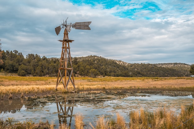 Free photo rural wind meter on the way to the zion national park, utah, united states