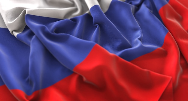 Free photo russia flag ruffled beautifully waving macro close-up shot