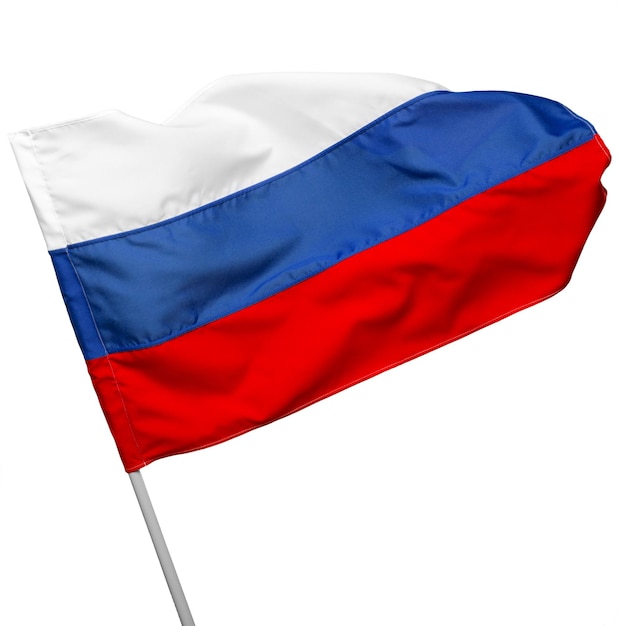 Russia flag waving on white background