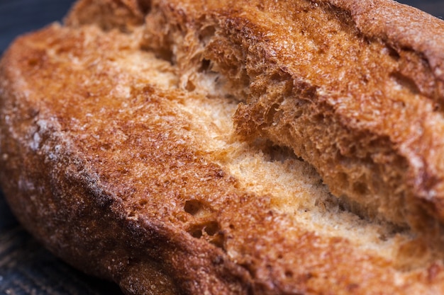 Rustic bread on wood table