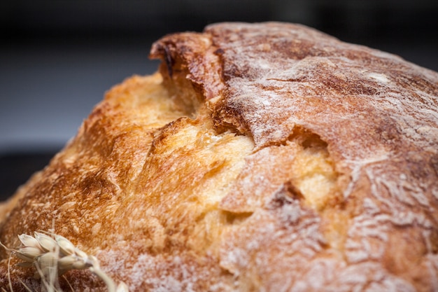 Rustic bread on wood table