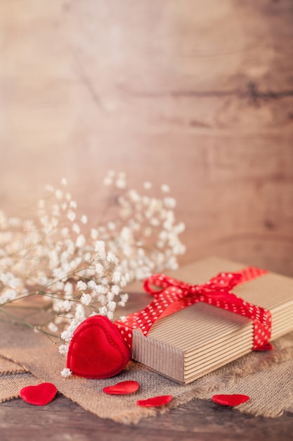 Rustic valentine's day decorations on wood