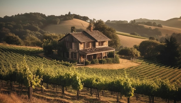 Free photo rustic winery nestled in idyllic vineyard landscape generated by ai