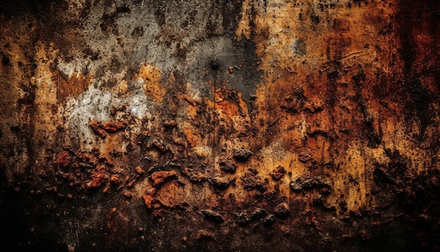 Rusty metal plate with stained pattern generated by AI