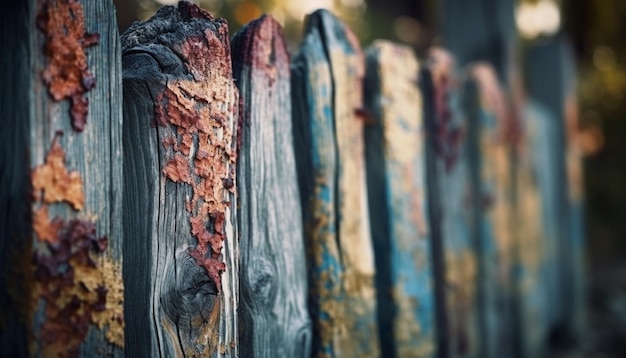 Free Photo rusty weathered fence plank a rustic backdrop generated by ai