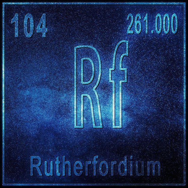 Free photo rutherfordium chemical element, sign with atomic number and atomic weight, periodic table element