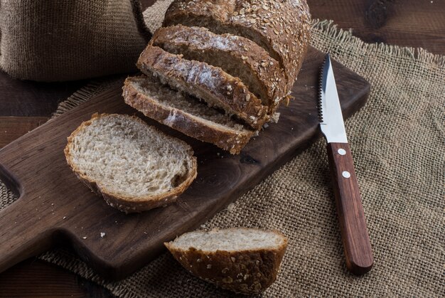 Rye sliced bread on the table