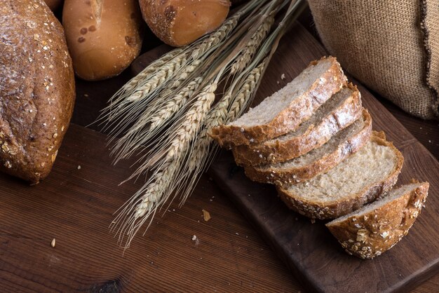 Rye sliced bread on the table