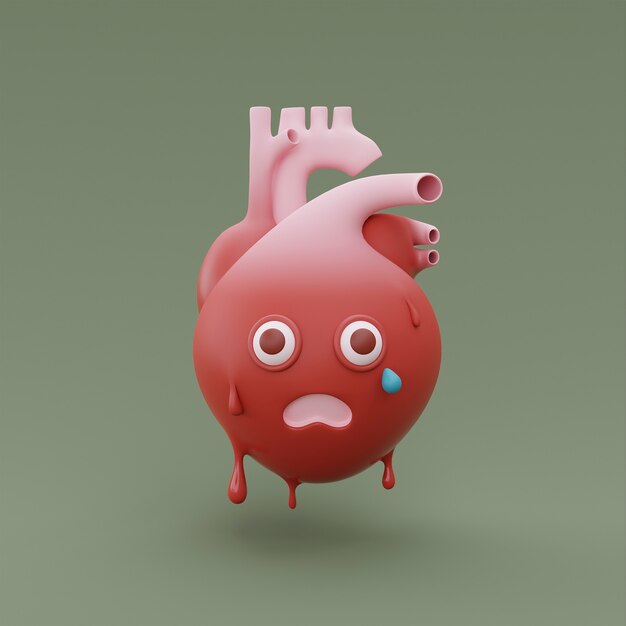 Sad cartoon anatomical heart