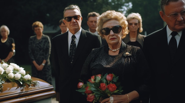 Sad family mourning at funeral