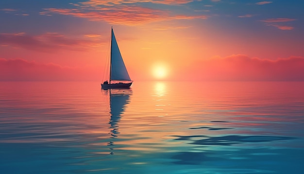 Sailboat sailing at dusk tranquil seascape adventure generated by AI