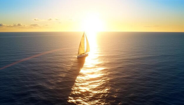 Free Photo sailing ship on tranquil seascape adventure in idyllic beauty generated by ai