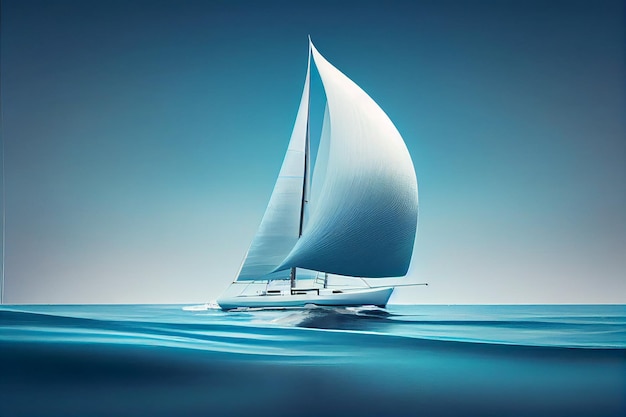 Free Photo sailing yacht on blue water speed and adventure generative ai