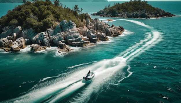 Free Photo sailing yacht glides through blue tropical seas generated by ai