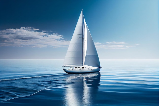 Free Photo sailing yacht gliding on blue waves smoothly generative ai