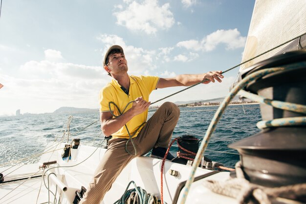 Sailor on yacht