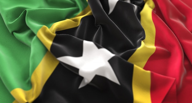 Free photo saint kitts and nevis flag ruffled beautifully waving macro close-up shot