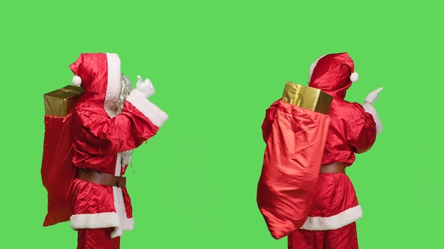 Free Photo saint nick with full sack hitchhiking